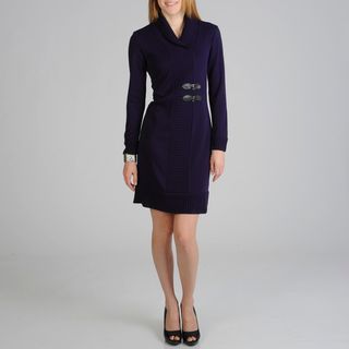 Lennie for Nina Leonard Womens Purple Knit Dress