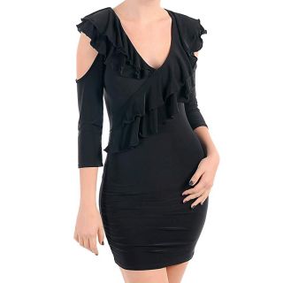 Stanzino Womens Black Open Shoulder Formal Dress