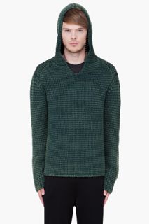 T By Alexander Wang Green Acid Washed Knit Hoodie for men