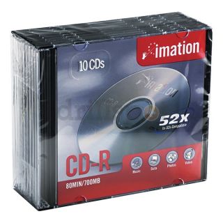 Imation IMN17332 CD R Disc, 700 MB, 80 min, 52x, PK 10