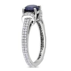 Miadora 10k Gold Created Sapphire and 1/2 CT TDW Diamond Ring (G H