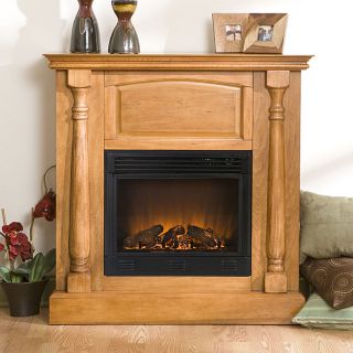 Grenoble Plantation Oak Electric Fireplace with Remote