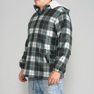 Maxxsel Mens Black/ White Plaid Fleece Jacket with Detachable Hood