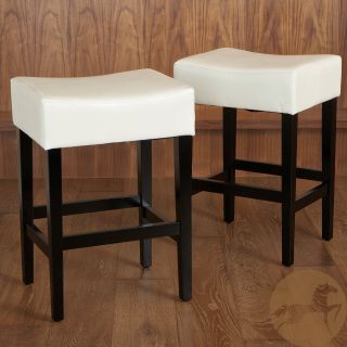 Christopher Knight Home Lopez Backless Ivory Leather Counterstools