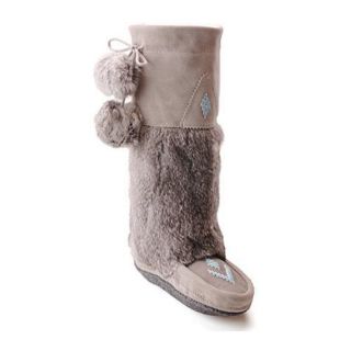 Womens Manitobah Mukluks Suede Mukluk Boot Grey Suede/Grey Rabbit Fur