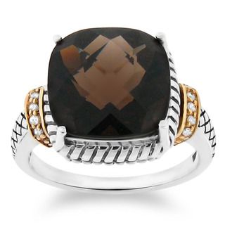Meredith Leigh 14k Gold and Silver Smoky Quartz and Diamond Accent