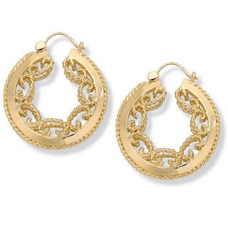 Toscana Collection High polish Goldtone Brass Scroll Hoop Earrings