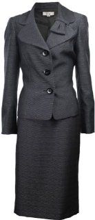 Le Suit Womens Grasslands Skirt Suit Set Black/Green