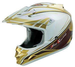 FLY Trophy, Motocross Helm für Einsteiger, weiss/gold, Gr.S 