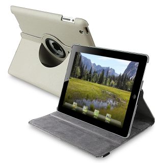 Grey 360 degree Swivel Leather Case for Apple iPad 2