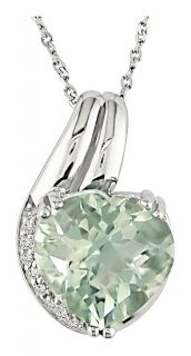 14k White Gold Green Amethyst Heart Necklace