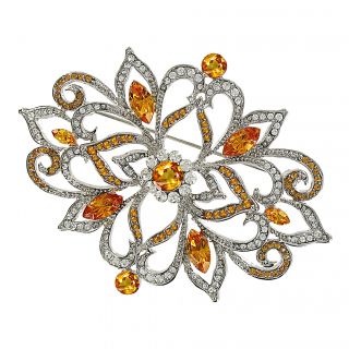 Cano White and Topaz Crystal Brooch