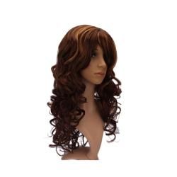 Fashion Light Brown With Yellow Women Long Curly Wig