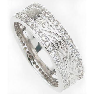Sterling Silver Mens Cubic Zirconia Wedding style Band Today $45.49