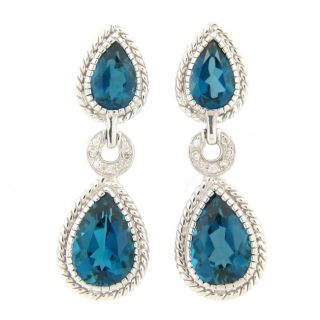 Meredith Leigh Sterling Silver London Blue Topaz and Diamond Earrings