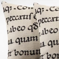 Linen 18 inch Linen Latin Script Throw Pillows (Set of 2)