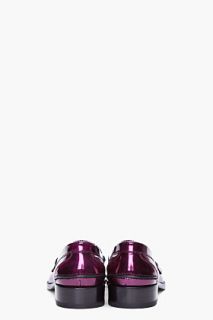 Jil Sander Metallic Purple Patent Leather Loafers for women