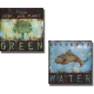 Wani Pasion Green Planet and Conserve Water 2 piece Canvas Art Set
