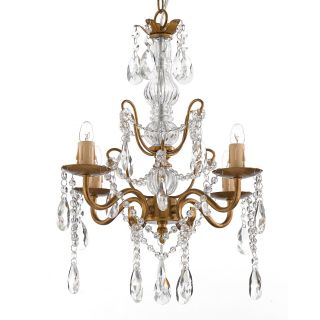 Gallery 4 light Gold Wrought Iron and Crystal Chandelier Today $88.99