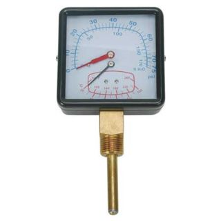 Approved Vendor 4CFC8 Boiler Gauge, Square, 0 75 PSI, 60 to 260 F