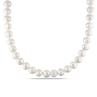 Miadora White 9 10mm Freshwater Pearl Necklace (18 24 inch