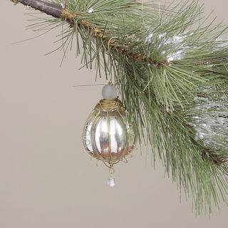 Silver Glass Round Kugel Christmas Ornament (India)