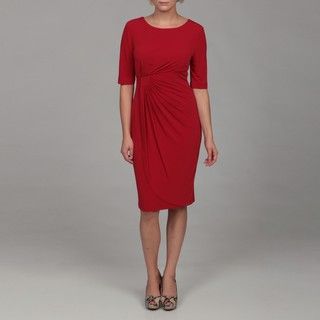 Connected Apparel Womens Lipstick Red Ruche Dress