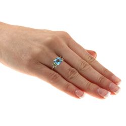 14k White Gold Blue Topaz, Peridot and Diamond Accent Ring (K L, I1 I2