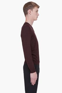 Maison Martin Margiela Dyed Burgundy V neck Sweater for men