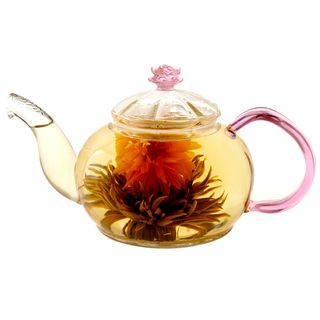 Tea Beyond Hand Crafted 20 Ounce Rose Series Juliet Glass Teapot