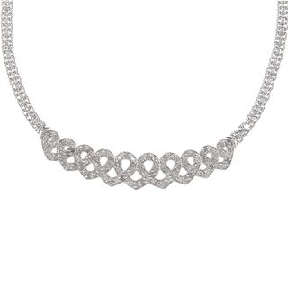 Silvertone 1ct TDW Diamond Heart Infinity Fashion Necklace