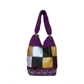Cotton and Polyester Purple Urban Gypsy Shoulder Bag (Inda
