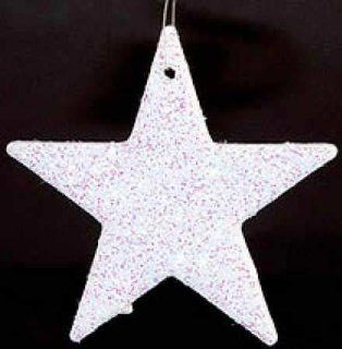 144   2 White Glitter Star Ornaments Winter Wedding