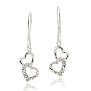 DB Designs Sterling Silver Diamond Accent Interlocking Hearts Dangle